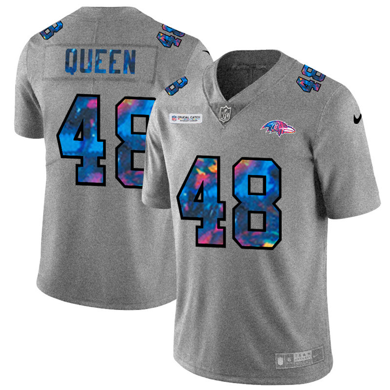 NFL Baltimore Ravens #48 Patrick Queen Men Nike MultiColor 2020  Crucial Catch  Jersey Grey->baltimore ravens->NFL Jersey